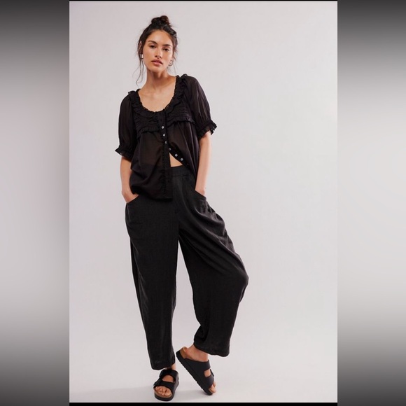 Free People Pants - FREE PEOPLE High Road Washed Pull On Barrel Pants black size L NWT